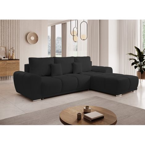 Tendencio – Canapé d'angle convertible 4 places – Revêtement en velours côtelé – Structure en bois aggloméré – Confort moelleux avec mousse haute densité (1/2)