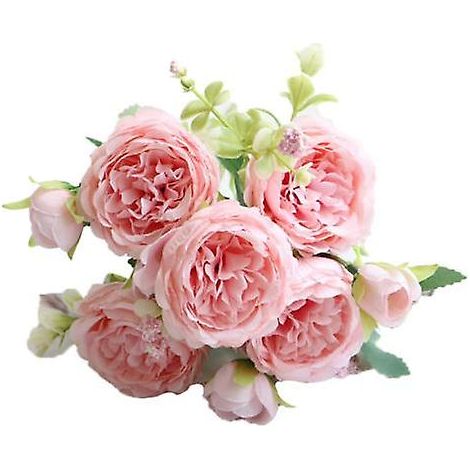 1 bouquet de 5 fleurs artificielles à la texture fine et éclatante, en plastique raffiné et attrayant.rose (1/5)