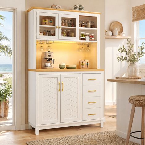 MEUBLIV Aparador alto 104x40x180 cm blanco – LED y puerta corredera (1/5)