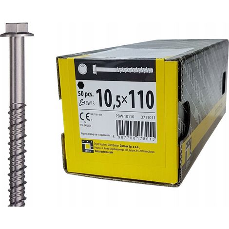 Boîte de 50 vis d'ancrage béton 10,5 x 110