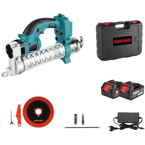 Pistolet à graisse électrique, haute pression, moteur sans balais, 2 Batterie EU Prise (1/2)