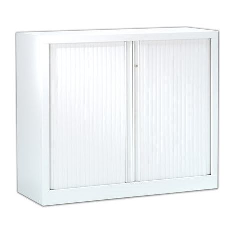 Armoire hauteur comptoir à rideaux monoblocs Eco-conçues 100 x 120 cm blanc-blanc