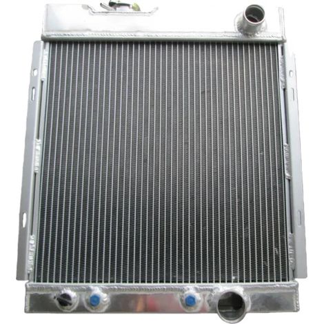 Radiador de aluminio, tamaño del núcleo 430 mm x 420 mm x 56 mm, tamaño total 500 mm x 540 mm x 65 mm, diámetro de entrada 38 mm, diámetro de salida 45 mm, 3 filas. (1/5)
