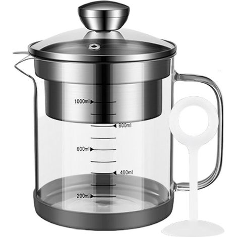 Joghurtsieb aus transparentem Borosilikatglas, 1 l, Nussmilchsieb mit Skala und Deckel (1/5)