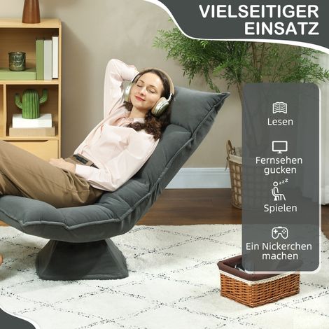 Fauteuil de sol pivotant 360° avec dossier réglable sur 5 positions, canapé de sol pliable et rembourré pour méditation, salon, gaming et lecture – Gris foncé (1/5)