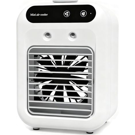 Climatiseur portable refroidi par eau évaporatif Faible consommation d’énergie, réservoir d’eau 500 ml, brumisation durable, ventilateur de bureau rafraîchissant, pour la maison, le camping, la voitu (1/5)