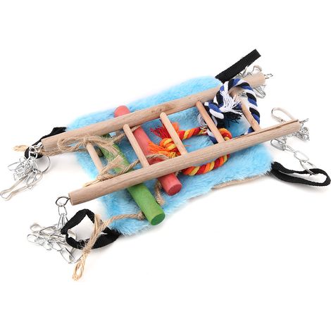 Cage suspendue en filet pour petits animaux (furet, perroquet, rat, oiseau) avec balançoire et corde. (1/5)