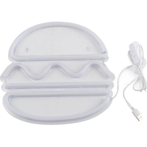 Lumière LED néon en forme de hamburger, USB, décoration murale pour salon, bar, pub et chambre à coucher, enseigne lumineuse de style moderne. (1/5)