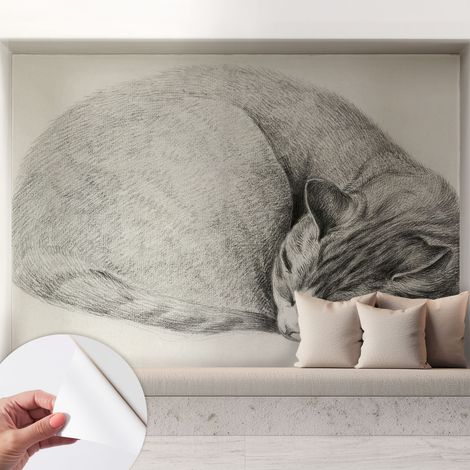 Papier peint adhésif autocollant pour salon chambre à coucher peint imprimé pour mur Chat recroquevillé 208x146 cm (1/5)