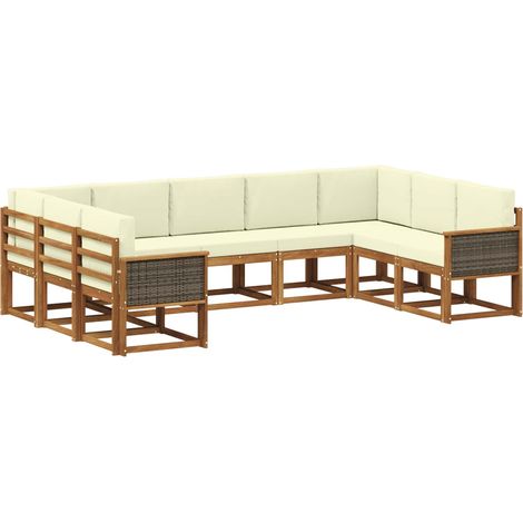 Ensemble de canapés d'extérieur 9 pc Naturel et Crème vidaXL (1/5)