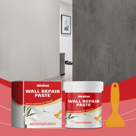 Enduit de rebouchage pour usage domestique, pour reboucher et réparer la peinture écaillée, les rayures, les bosses, les fissures et les trous de clous – 100 g + grattoir (1/5)