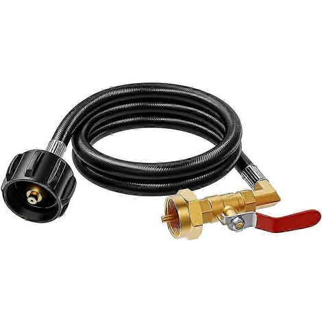 Adaptateur de remplissage de propane compatible avec les bouteilles de propane de 1 livre tuyau adaptateur de remplissage de bouteille de propane de 3,5 pieds avec vanne d’arrêt de sécurité. (1/5)