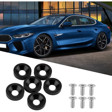 Plaque d'immatriculation Kit de Fixation Noir 6 Pièces Auto Moto Bouchons Pare-chocs Garde-boue Boulons Couvercle Moteur Vis Écrous