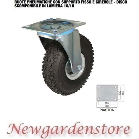 Ruota pneumatico 40199 supporto girevole GARDEN 3.00x4" 20x75 100kg lamiera