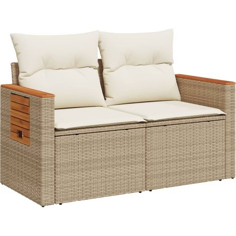 Maison Exclusive - Divano da Giardino con Cuscini a 2 Posti Beige in Polyrattan