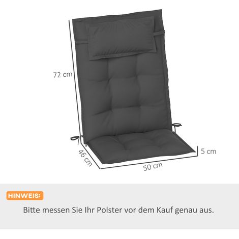 Lot de 2 coussins pour transats, déperlants, pour chaises longues de jardin, chaises de plage, transats, coussins pour mobilier de jardin, 50 x 116 x 5 cm, gris foncé (1/5)