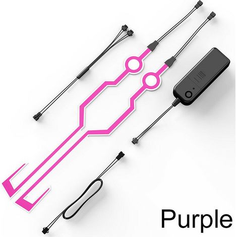 Kit led adesivo per casco da motociclista in stile "TRON" a 6 colori con batteria Colore - Viola (1/4)