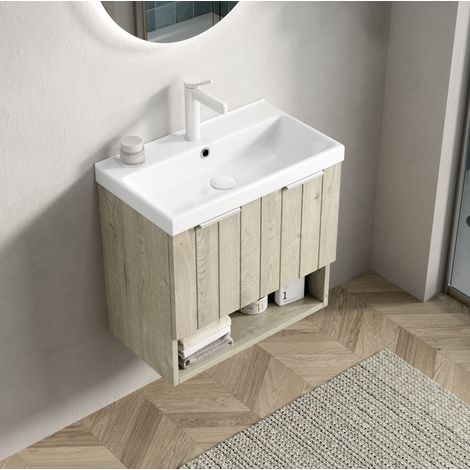 Meuble vasque inclus 62x39x61 cm céramique blanc HAVRYA (1/5)