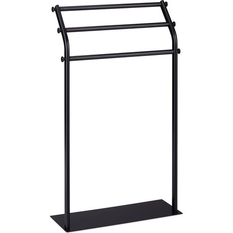 Portasciugamani a scala moderno 3 barre disposizione sfalsata bagno utilità 90 x 30 x 30 cm in acciaio nero 130011033