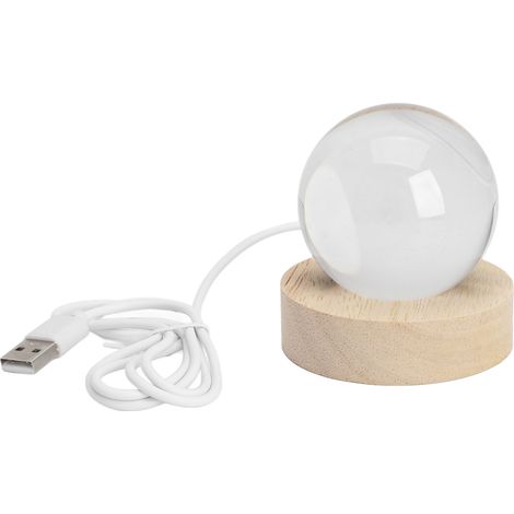 Ortviai Lampe à Cristal avec Projection d'Étoiles et Galaxie sur Base en Bois Massif – Veilleuse LED 5 V (1/5)