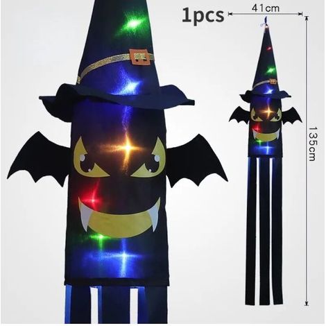 Décoration d'Halloween LED clignotante : crâne suspendu, citrouille, chauve-souris. Crâne d'horreur suspendu, citrouille, chauve-souris. (1/5)