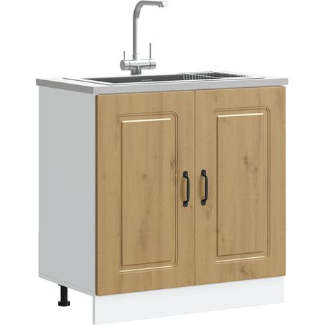 Mueble bajo para fregadero Kalmar roble artesanal 80x46x81,5 cm vidaXL