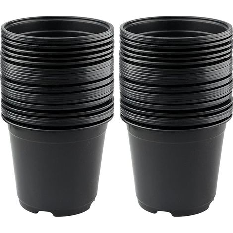 50 Stück 15 cm schwarze Blumentöpfe aus Kunststoff für Sukkulenten, Gemüse und Stecklinge (1/5)