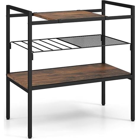 Goplus – Table console industrielle 3 niveaux – Panneau supérieur amovible – Étagère métallique détachable – Cadre en métal noir – Dimensions 60x33,5x61cm (1/4)