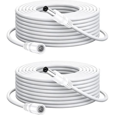 Câbles d'alimentation CC 5 m, Rallonge DC 5,5 x 2,1 mm Mâle vers Femelle 5V-24V 3A, Cordon d'alimentation pour Caméra Routeur LED DVR Imprimante