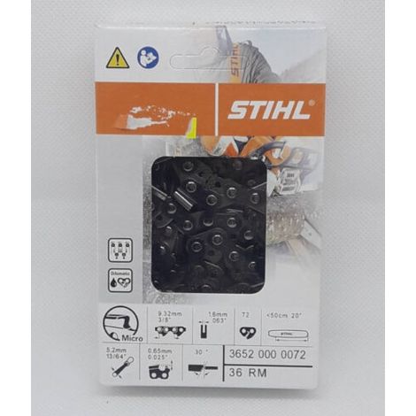 Catena motosega STIHL 36520000072 Passo: 3/8" Calibro: 1.6 Maglie: 72 (1/2)