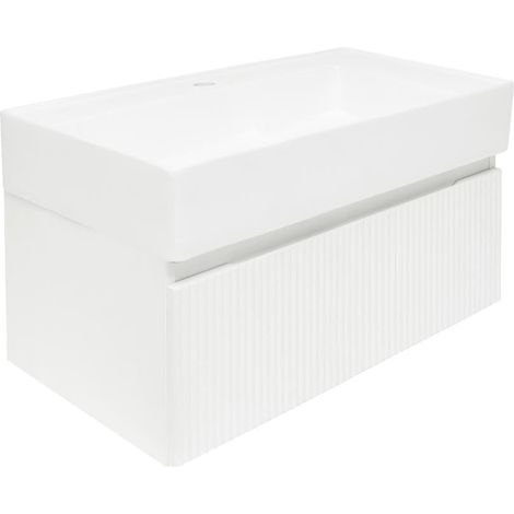 Swiss Aqua Technologies Badezimmermöbel mit Waschbecken SAT Evolution 78x30x44,8 cm weiss matt (SATEVO80WMU2)