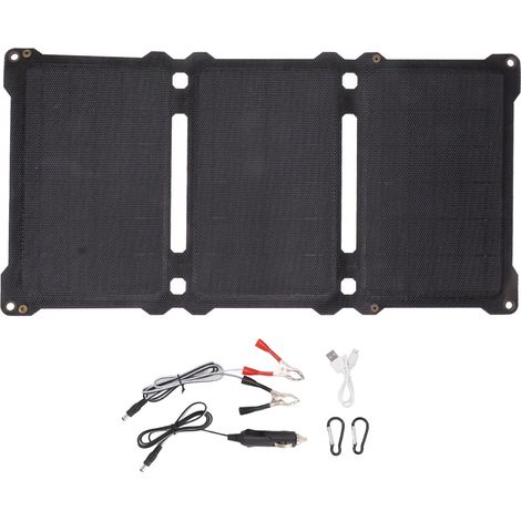 Tragbares, faltbares 18V 30W monokristallines Solarpanel für Camping und Wandern – Schwarz (1/5)