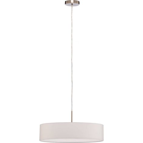 Lindby – Suspension en tissu Sebatin Ø 50 cm – Abat-jour cylindrique en textile blanc – 3 douilles E27 pour luminosité optimale (1/5)
