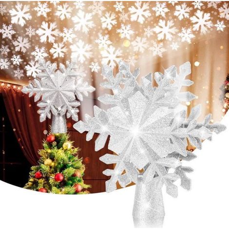 Étoile Lumineuse Projecteur Flocon de Neige - - Argent - PVC - Décoration de Noël - Intérieur (1/4)