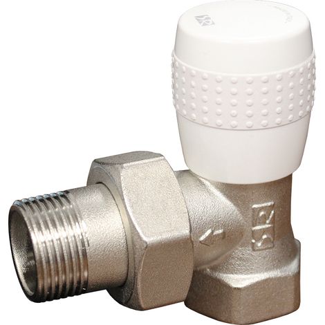 Ayor – Robinet radiateur équerre femelle 3/4' (20/27) en nickel – Volant manuel pour réglage facile – Température maximale 100°C