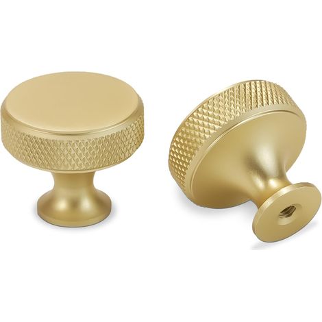 Sollbry Paquete de 10 pomos moleteados de latón dorado cepillado para gabinetes de cocina: tiradores sólidos para cajones y gabinetes. (1/5)