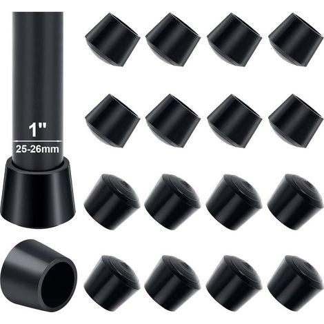 25mm Capuchons de Pied de Chaise, Sopito 16 Pcs Ronds en Caoutchouc Meubles Tasses Capuchons de Pied de Chaise Couvre-Pieds de Table Protecteurs de Sol Antidérapants, Noir (1/4)