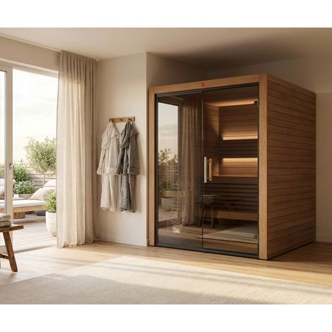 Harvia Utu Vision Medium Saunakabine Design-Sauna aus Thermo-Espe 162x163x206cm inkl. LED Beleuchtung