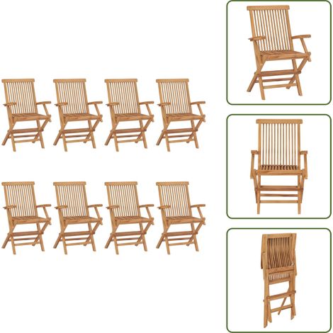 Gartenstühle 8 Stk. Massivholz Teak - Gartenstühle - Teakholzmöbel - Outdoormöbel - Balkonmöbel - Terrassenmöbel (1/5)