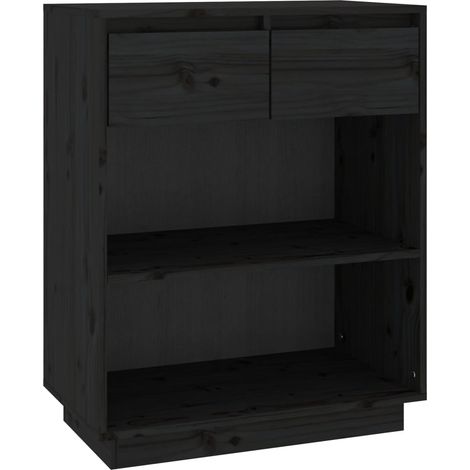 Armoire console Design moderne, Armoire Etagère de rangement, Noir 60x34x75 cm Bois de pin solide OIB9694E (1/5)