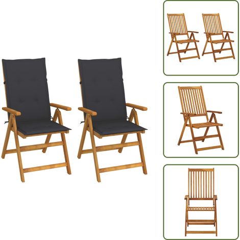 Garten-Liegestühle 2 Stk. mit Kissen Akazie Massivholz - Gartensessel - Holzsessel - Gartenliege - Akaciasessel - Outdoor Möbel