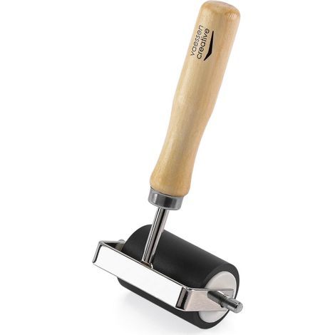 Vaessen Creative Rullo Brayer per Vernice 5 cm-Strumento a Tecnica Mista in Legno e Gomma – Dipingere, Pittura Olio, Colori Acrilici, Stampa, Stencil, Timbri e Embossing, Natura (1/5)
