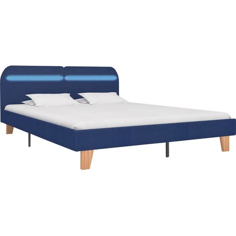 Maison Exclusive - Bettgestell mit LED Blau Stoff 160x200 cm