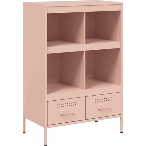 Maison La Vie - Buffet haut pour salon - Meuble de rangement rose 68x39x101,5 cm acier bu1528