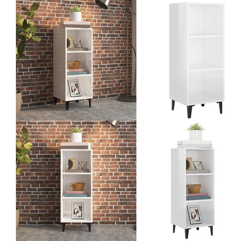 Buffet Blanc brillant 34,5x32,5x90 cm Bois d'ingénierie - Buffet Blanc - Meuble Rangement - Buffet Design - Mobilier Salon - Armoire Moderne - Home & Living (1/5)