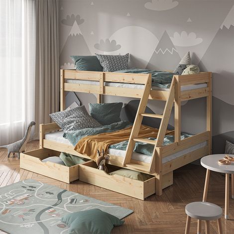 Letto a castello Everest, Legno, 120x200 / 80x200 cm con cassetti, Vitalispa (1/5)