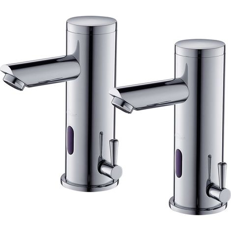2PCS Auralum Grifo de Lavabo con Sensor Automático, Grifo Lavabo con Sensor de infrarrojo sin Contacto, Funcionamiento con batería, Mezclador Monomando para Lavabo Baño (1/5)