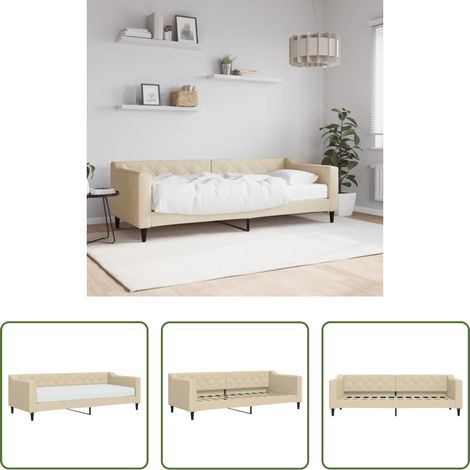 Lit de repos - Lit de jour avec matelas crème 80x200 cm tissu (1/5)