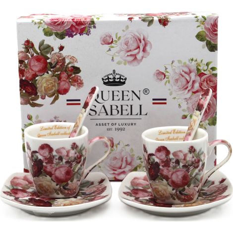 Juego de 2 tazas de espresso de porcelana de 80 ml, colección Classic Rose. (1/5)