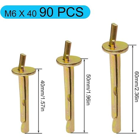 Ceiling Dowels M6 x 40 Concrete Dowel Concrete Nail Solid Expansion for Brick Use on Concrete Plaster and Wood M640 (1/2)